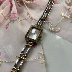 Rare Vintage Dainty Silver Gold Womens Watch